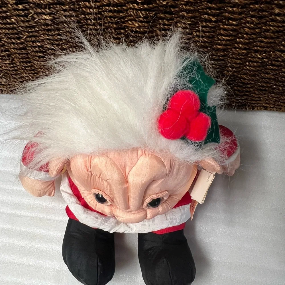 Vintage Norfin ParaCutes Troll Santa Doll with Elf in a Bag Plush Original Tags